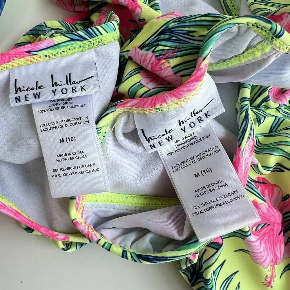 Lot Of 2 Girls 2 Piece Bikini Swimsuit Nicole Miller Wonder NationSize L (10-12)